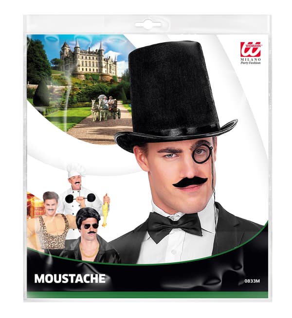 Klassisk sort overskæg retro 1920'er kostume