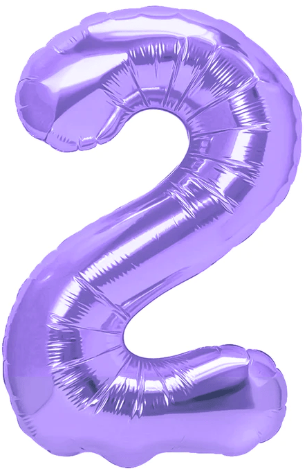 Folieballong nummer 2 lila 100cm