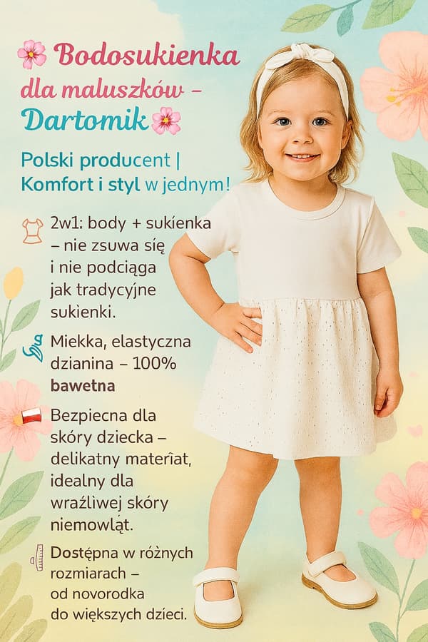 Bodysuitklänning BODYSUIT storlek 104 kortärmad BRODERAD VIT