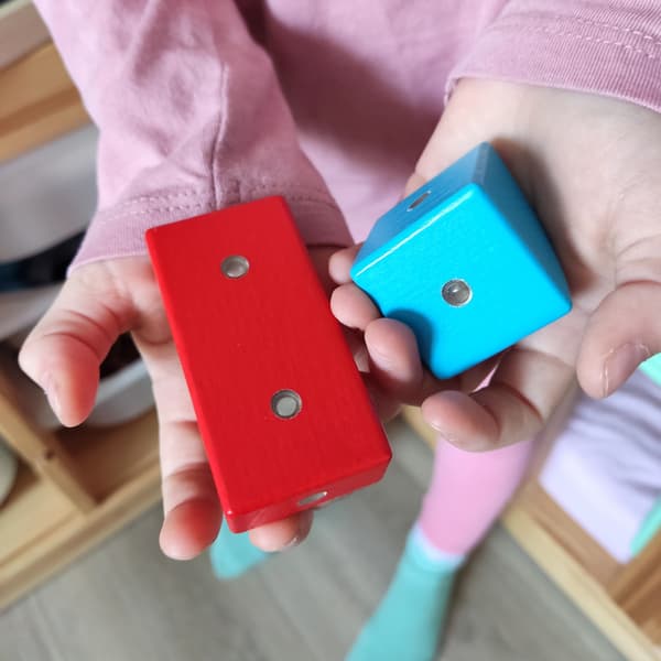 WABI Magnetiska Träklossar 20 Bitar med 76 Magneter 3+