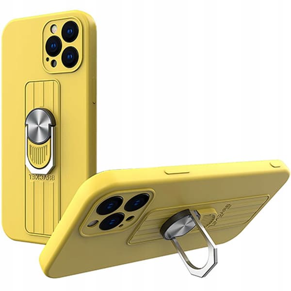 Ring Case silikone cover med fingerring og stativ til iPhone 11 Pro Max gul
