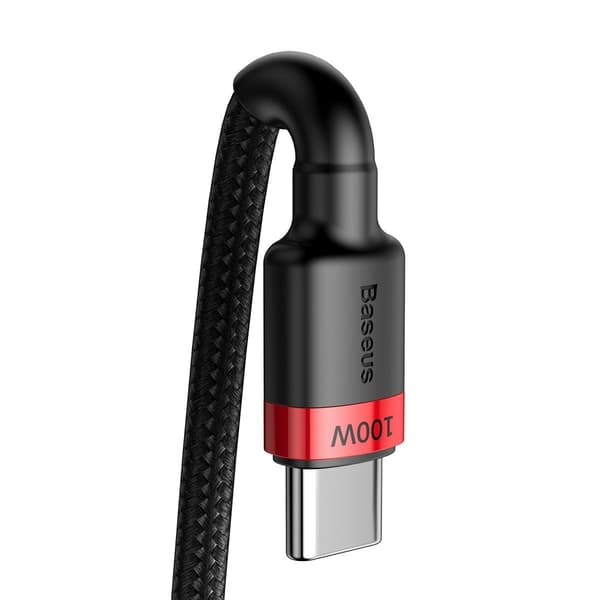 Baseus Cafule USB-C til USB-C kabel, QC 3.0, PD 2.0, 100W, 5A, 2m (Rød-Sort)