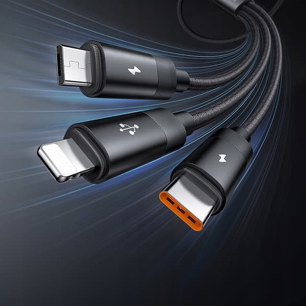 MCDODO 3IN1 USB-KAAPELI PIKALATAUS USB-C LIGHTNING MICRO USB QC 1M LED