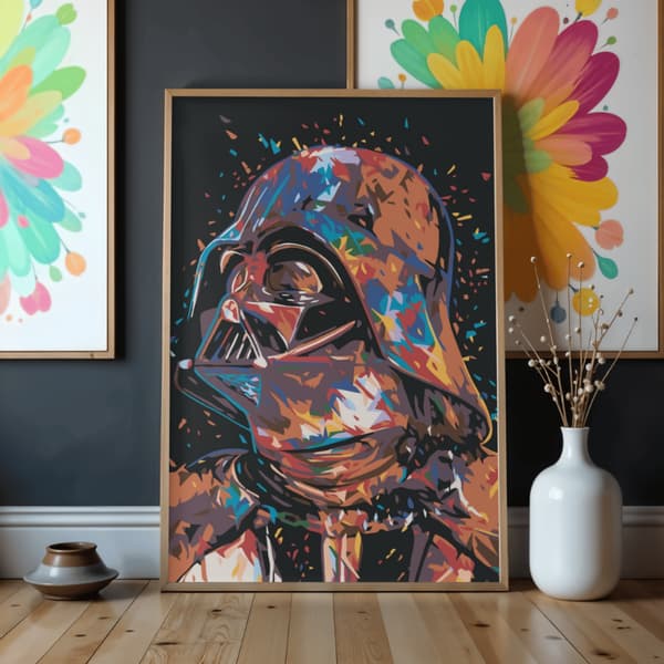 Mal efter tal billede med ramme Abstrakt Darth Vader 50x70 cm