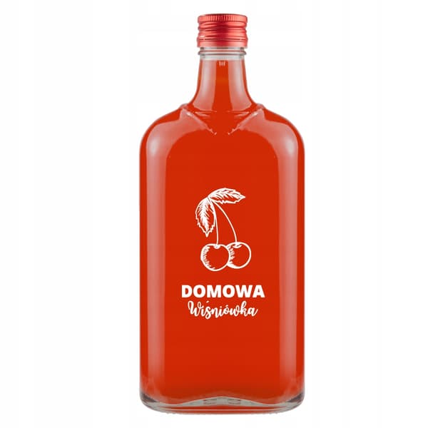 10 st KLASSISKA 500 ml flaskor med tryck på HEMGJORD KÖRSBÄRSVODKA