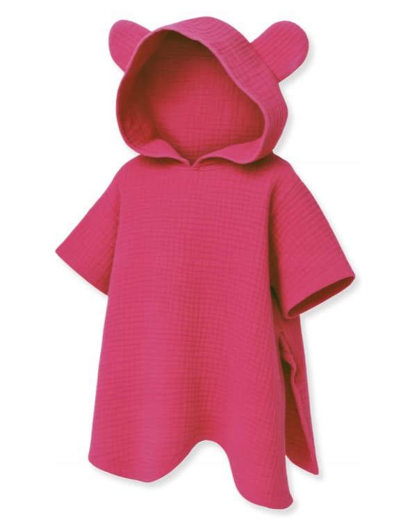 Barnens muslinkappa 110-116 strandponcho amarant