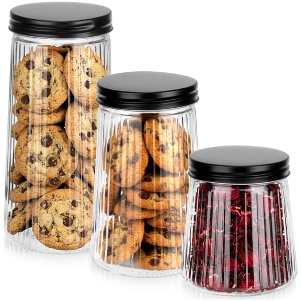 Glasbehållare för spannmål med lock 1,4 l / 1 l / 700 ml 3-pack