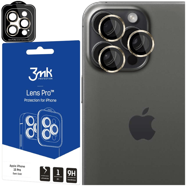 Apple iPhone 15 Pro - 3mk Linsskydd Pro Mörkguld