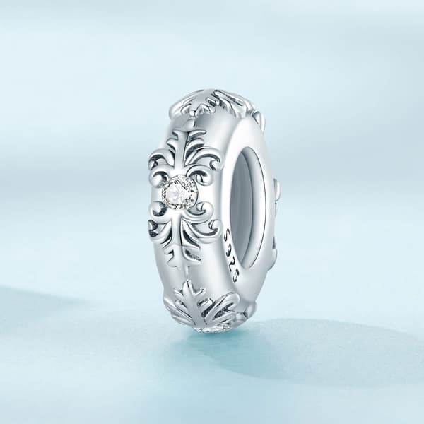 Lövdekorerad propp till berlockarmband, silver 925