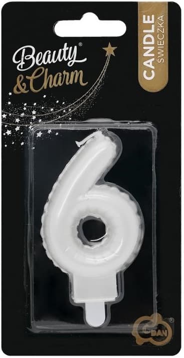 Ljus Nummer 6 SEX Pärlvit 7cm