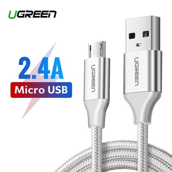UGREEN US290 USB-Micro USB -kaapeli QC 3.0 2.4A 2m (valkoinen)
