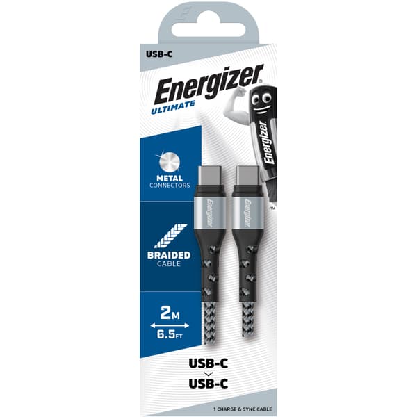 Energizer Ultimate - USB-C till USB-C anslutningskabel 2m (silver)