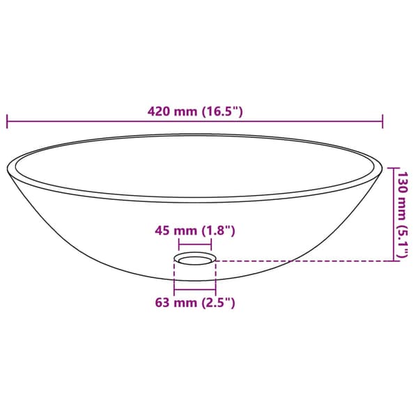 vidaXL Handfat i härdat glas svart 42 cm