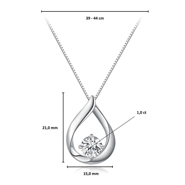 NM08 Moissanit droppformad halsband 1,0 ct silver 925