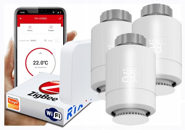 3 x RTX-termostaatti + Tuya SET Zigbee WiFi -yhdyskäytävä