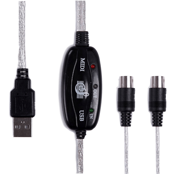 MIDI-indgang - MIDI-udgang USB-adapter 5 DIN interface 16 kanaler adapterkabel