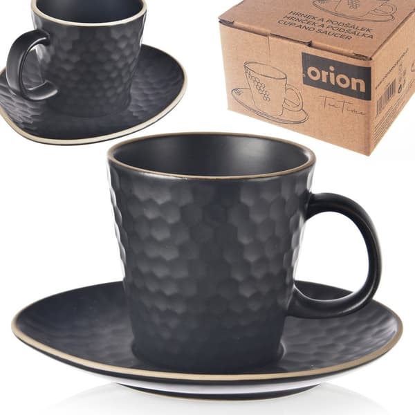 Espressokopp med fat keramisk svart TEA TIME 95 ml