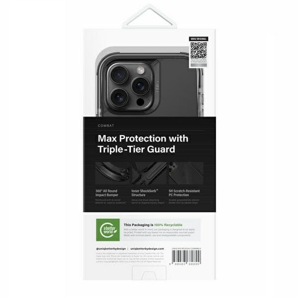 UNIQ etui Combat iPhone 16 Pro Max 6.9 Magclick Opladning sort/kulstofsort