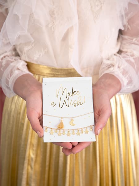 Kort med armbånd Ønsk dig! 10,5x14,8 cm