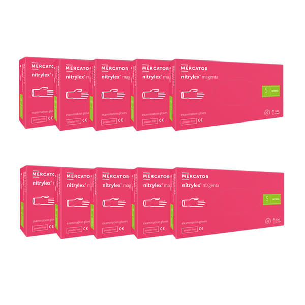 Nitrilhandsker S pink Mercator Nitrylex Magenta 100 stk. karton 10-pak
