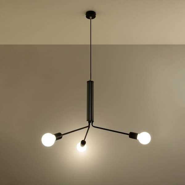 HÆNGELAMPE DUOMO 3 E27 SORT SOLLUX SL.0303