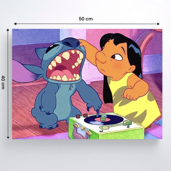 Disney Lilo & Stitch målning med siffror med ram 50x40 cm