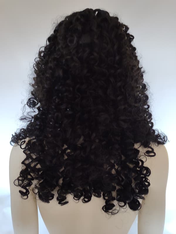 Svart peruk lace front AFROLOKI svarta täta lockar termoresistent