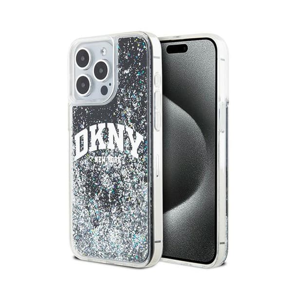 DKNY Liquid Glitter Stort Logo - iPhone 14 Pro Max Etui (Sort)