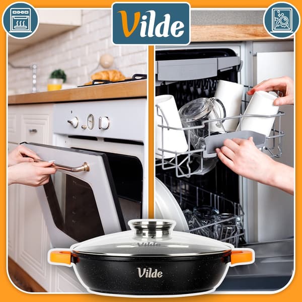 Dyb granitpande med glaslåg TERRUNA AROMA 32 cm, 4,7 l
