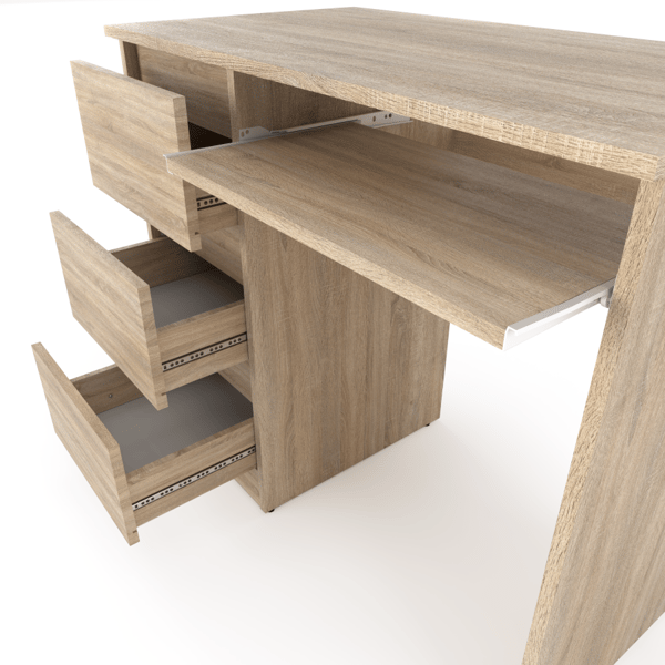 Sonoma Oak Computerbord 90 cm 3 skuffer Gamingmøbler Skole