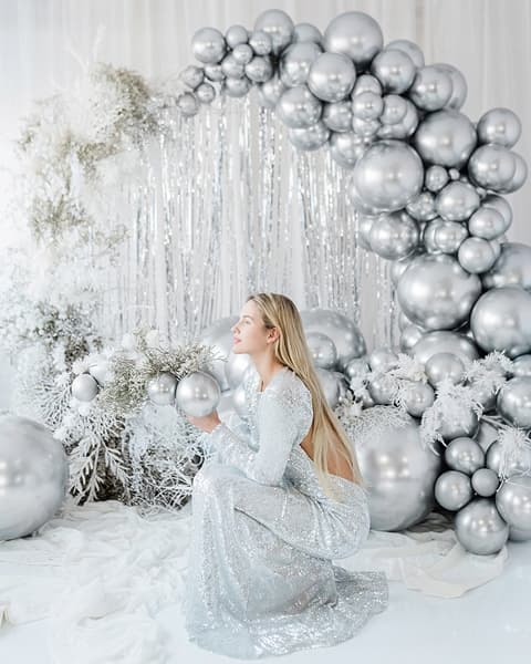 Glansig rund ballong 60cm, silver 1 st.