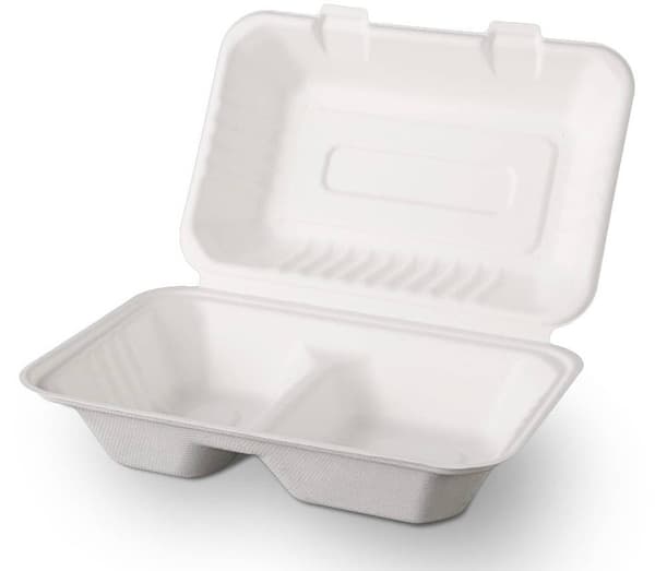 Lunchbehållare Eco av sockerrör halvdagslunch delad 50 st