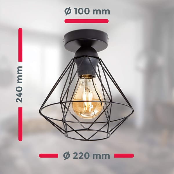 LOFT loftlampe, sort E27 burlampe - stue, køkken, soveværelse