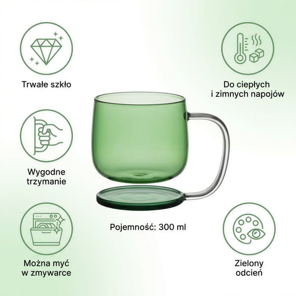 GLAS MED LUFTLEVITATIONSEFFEKT MUGG GRÖN 300 ml