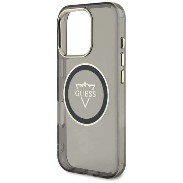 Guess IML Metal Mountain Logo MagSafe-etui til iPhone 16 Pro (sort)