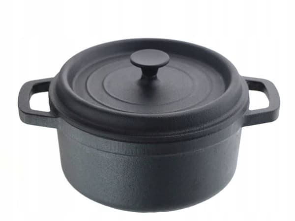 Massiv sort støbejernsgryde med låg 1,75 l