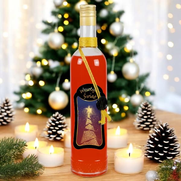 JULKRISTALL 500ml PREMIUMDEKORERAD flaska för vodka presenttinktur