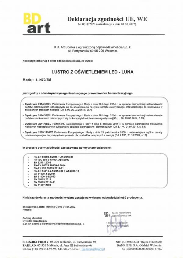 LED-BELYSEN SPEGEL LUNA 60x80