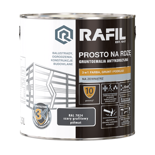 RAFIL RUSTMALING GRAFIT SEMIMAT RAL7024 2,5L