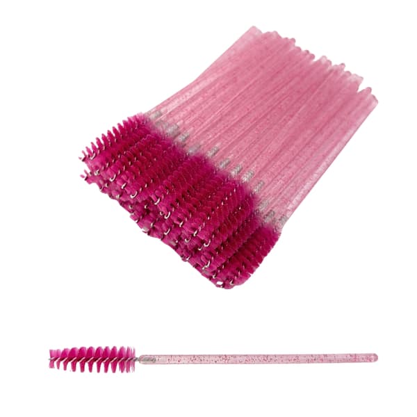 Ögonfransspiralborstar rosa glitter engångs 9,8 cm 50 st.