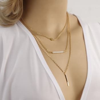Guld Halskæde PERLER Celebrity Triple Chain