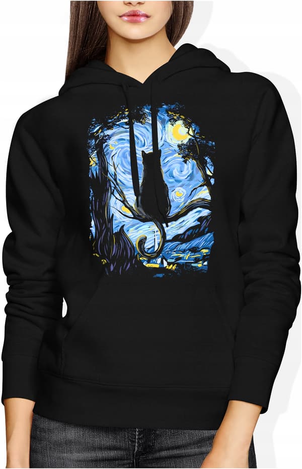 DAME SWEATSHIRT MED PRINT KAT VAN GOGH STJERNEKLÆR KUNSTNERISK KUNST S