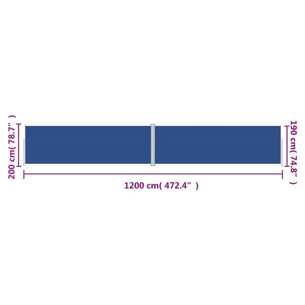 vidaXL Utdragbar sidomarkis blå 200x1200 cm
