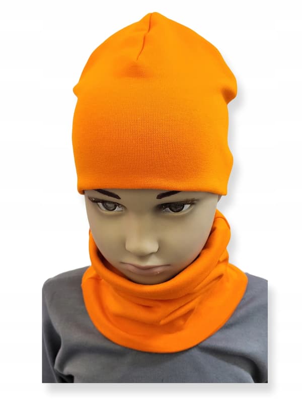 Set Hatt + Scarf barnset storlek 52-56 dubbel orange