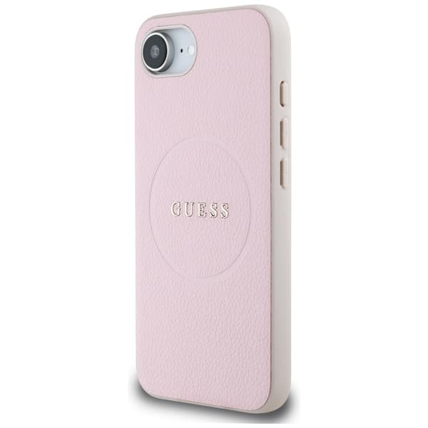 Guess Grained Ring MagSafe-etui til iPhone 16e i lyserødt