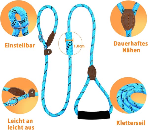 HUNDKOPPELRING BLÅ JUSTERBAR 130cm M