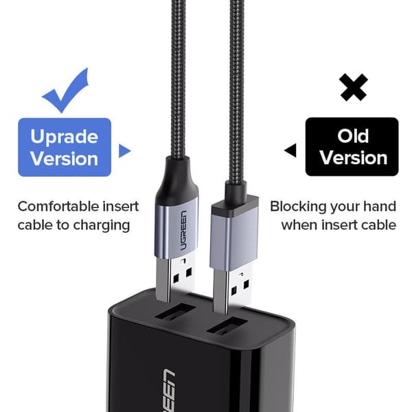 UGREEN US290 USB-Micro USB -kaapeli QC 3.0 2.4A 1m (Musta)