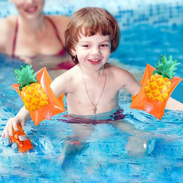 SVØMMEARM TIL BØRN, BØRN, ANANAS, ORANGE, 3-6L