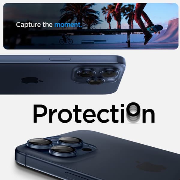 SPIGEN OPTIK.TR EZ FIT KAMERASKYDD 2-PACK IPHONE 14 PRO / PRO MAX / 15 PRO / PRO MAX BLÅ TITAN