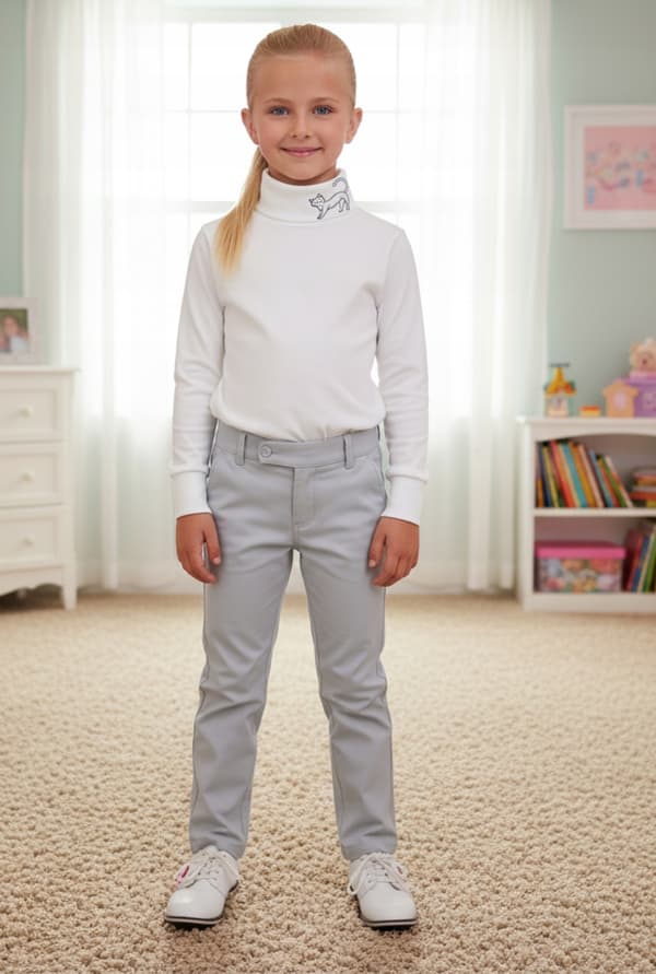 Barn polotröja 128 sweatshirt t-shirtblus med ecru-tryck